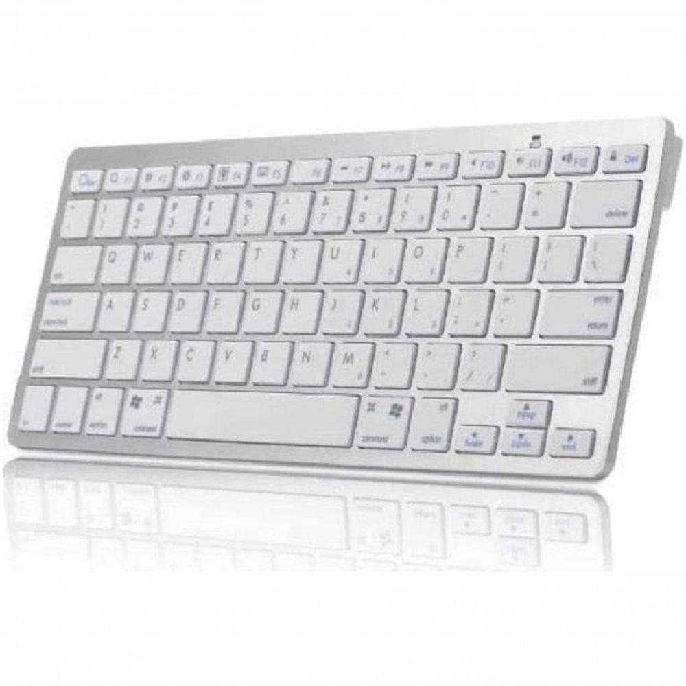 Mini Teclado Bluetooth Sem Fio Para Tablet E Celular Prata / Branco - P/ Ios - 2