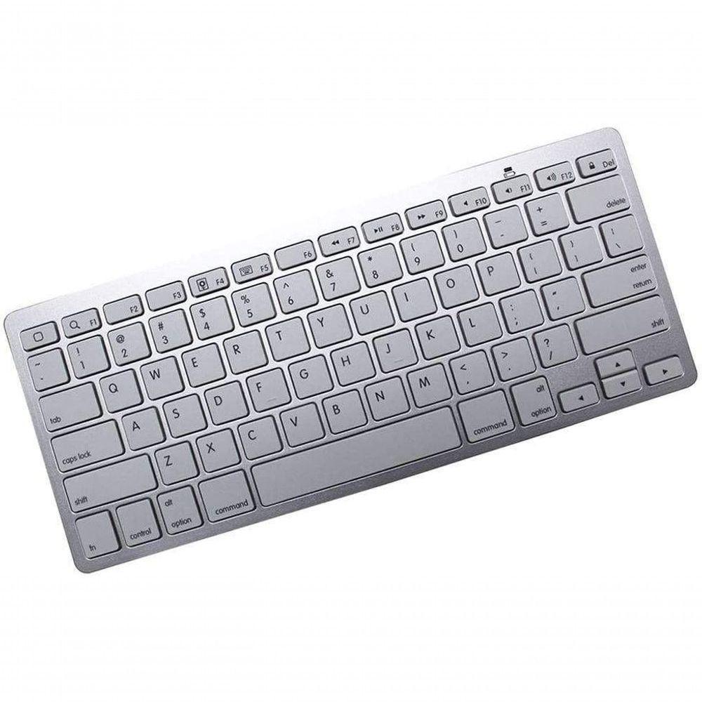 Mini Teclado Bluetooth Sem Fio Para Tablet E Celular Prata / Branco - P/ Ios - 3