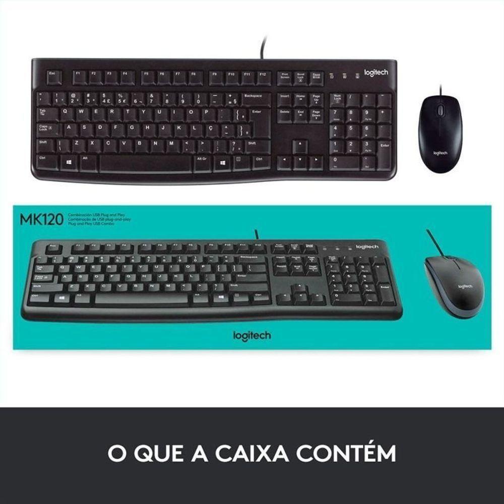 Kit Teclado E Mouse Optico Mk120 Usb Preto Logitech - 2