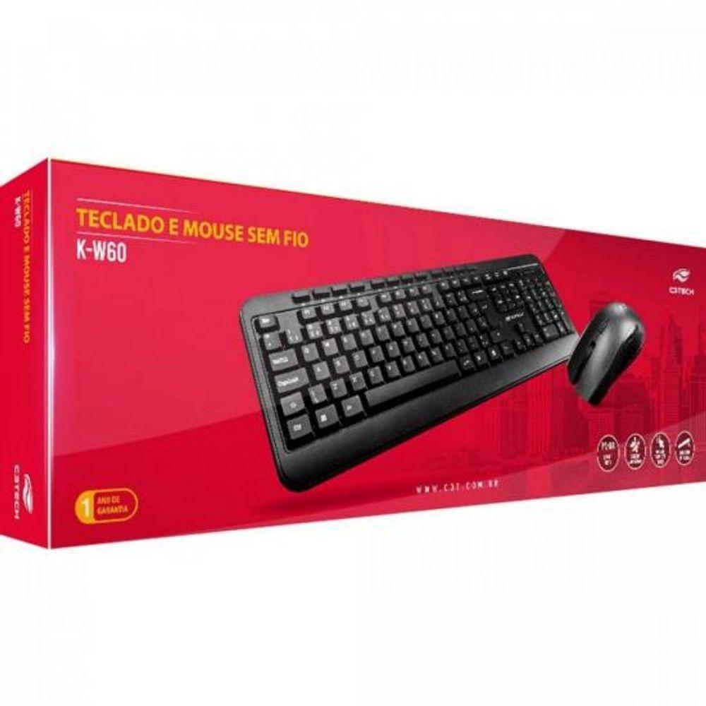 Kit Teclado E Mouse Sem Fio K-W60Bk C3Tech - 2
