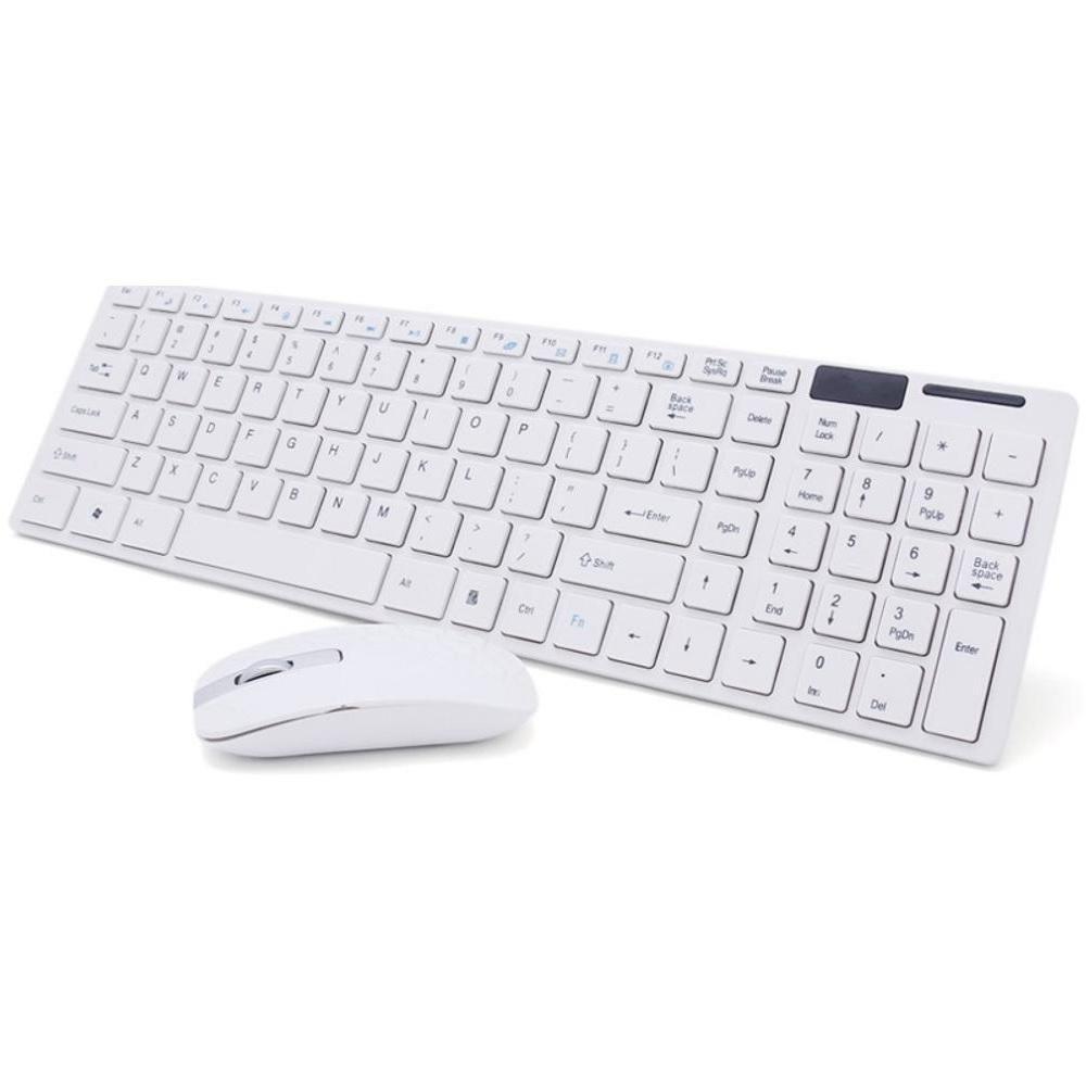 Kit Teclado e Mouse Sem Fio Wifi Usb 1600dpi 2.4ghz Branco - 1