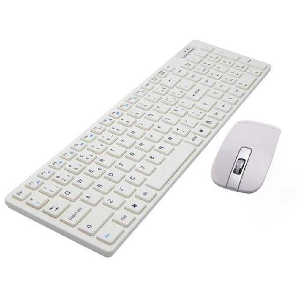 Kit Teclado e Mouse Slim sem Fio Wireless 2.4ghz - Branco - 2