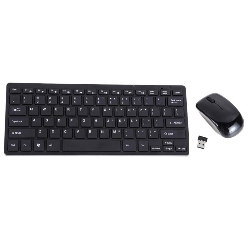 Kit Mini Teclado e Mouse Wireless Slim Plug Play 2.4ghz Preto - 2