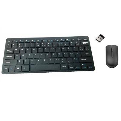 Kit Combo Teclado e Mouse Ultra Slim sem Fio Wireless USB Abnt 2 Preto