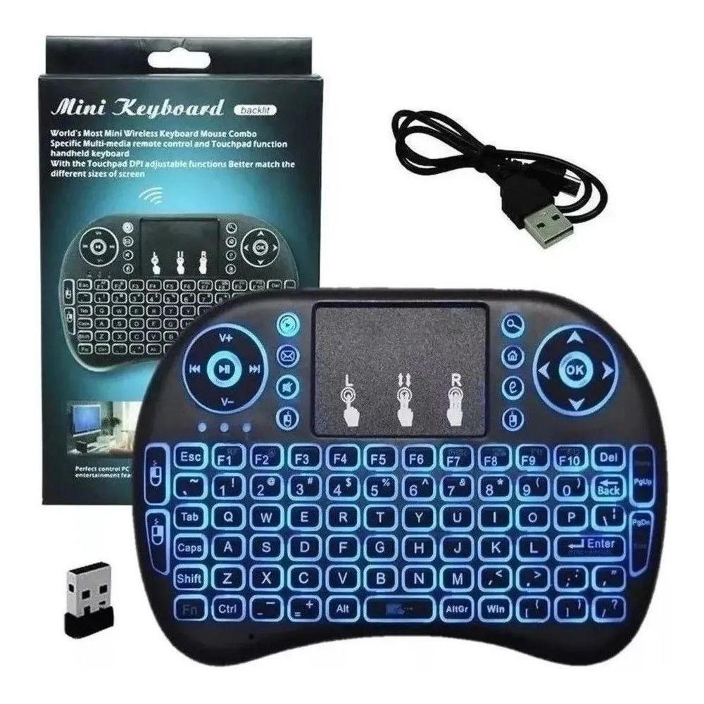 Mini Teclado Controle Função Toutch Sem Fio Led Pc Smart - 1