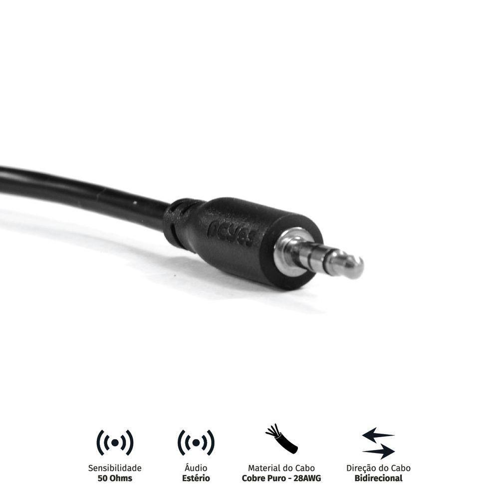 Cabo P2 3.5Mm Macho Para P2 3.5Mm Macho 28Awg Puro Cobre 2 M - 1