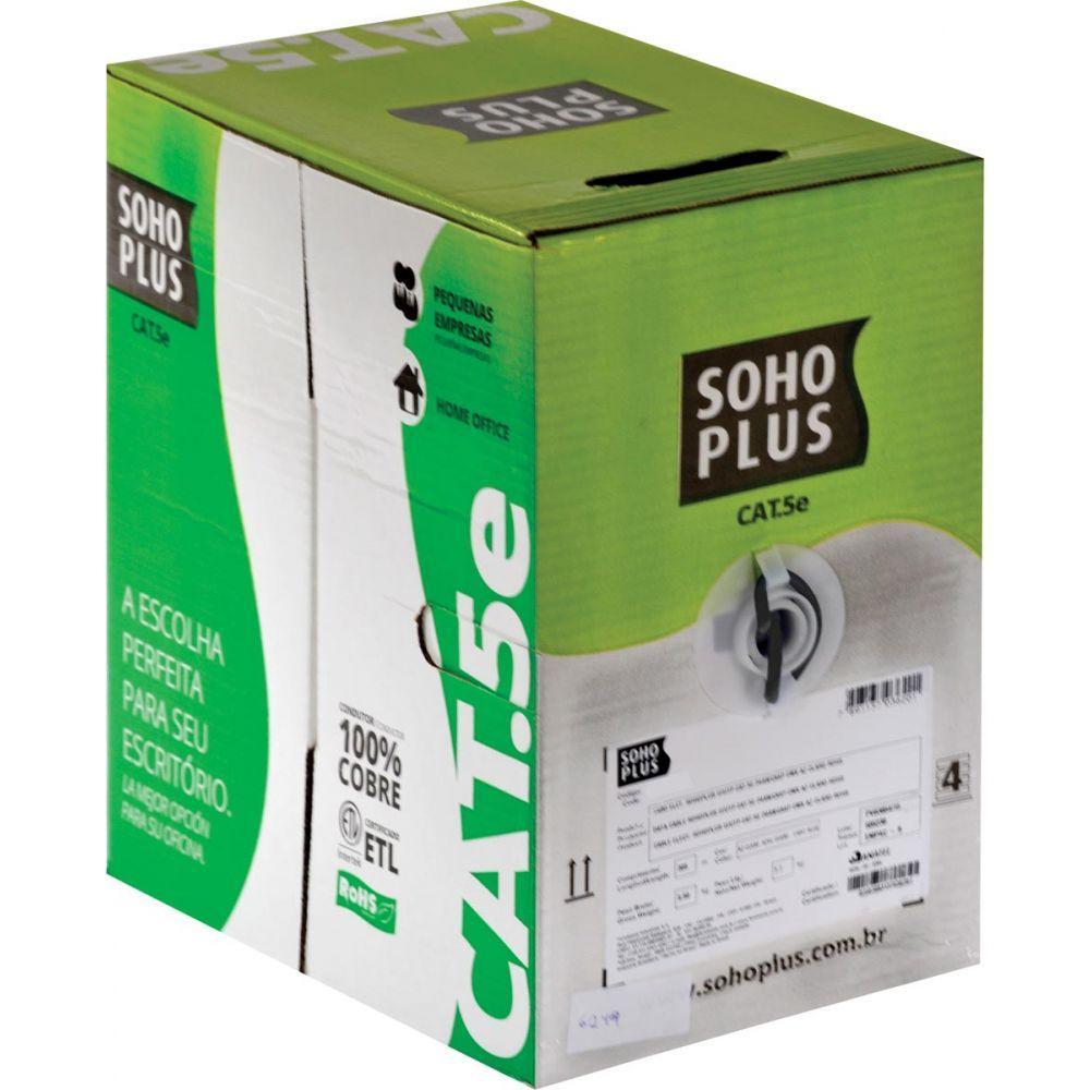 Cabo Lan U/Utp Cat.5E 24 Awg 4 Pares Cmx 305M Preto 100% Cob - 2