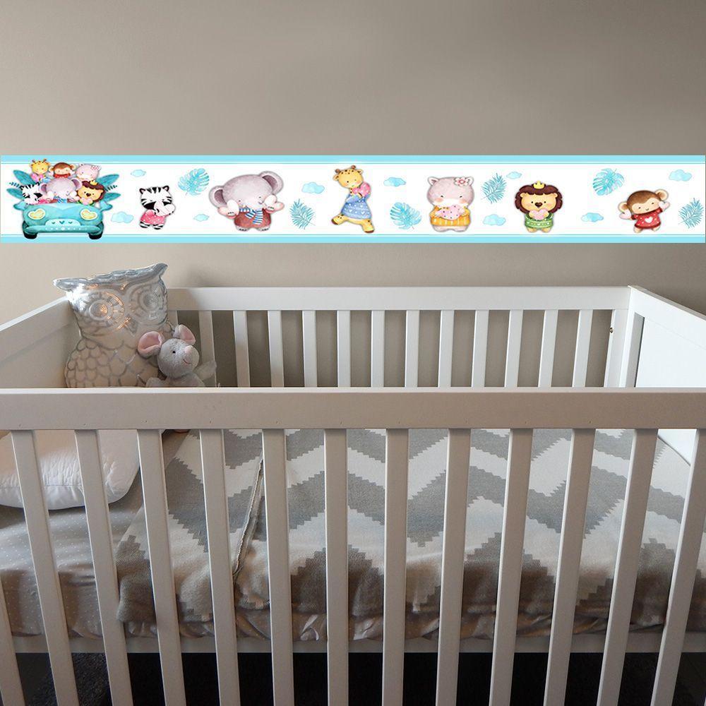 Kit 3 Faixas Decorativas Papel Parede Infantil Animais Carro - 5
