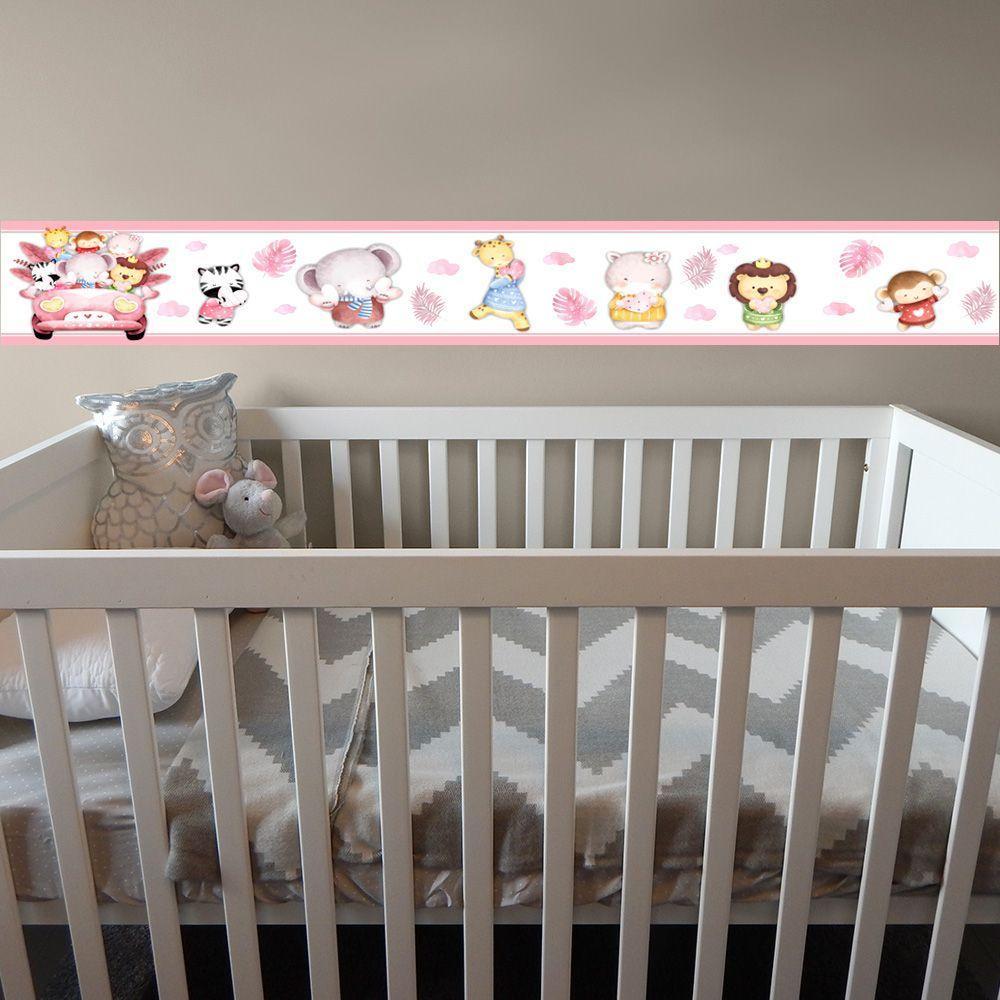 Kit 3 Faixas Decorativas Papel Parede Infantil Animais Carro - 5