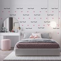 Kit Adesivo De Parede Infantil Cílios E Coração Rosa - 1