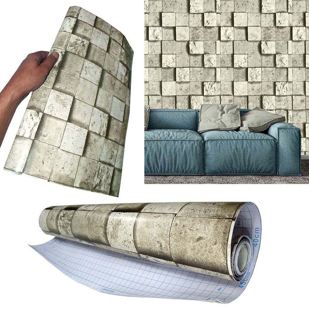 Papel De Parede Auto Adesivo Kit 10 Unid Tijolo - 4