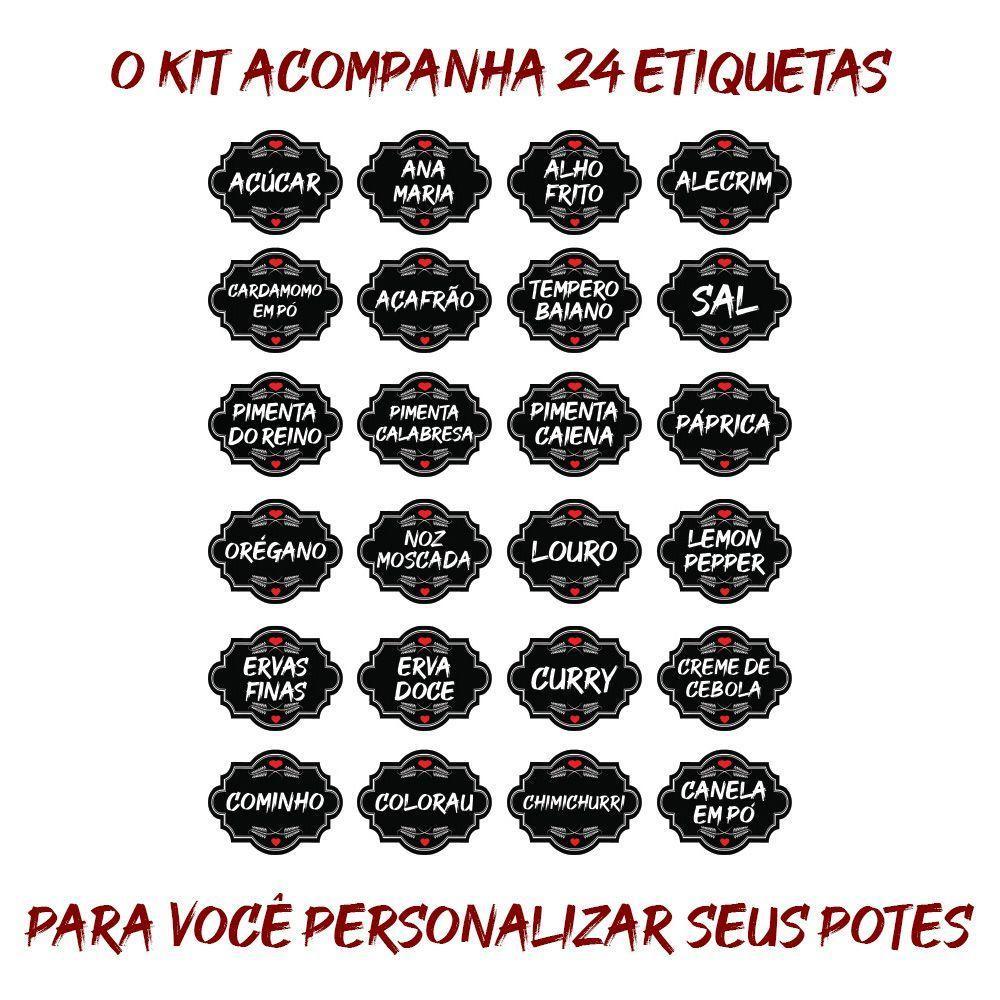 Adesivos Vinil Preto Para Potes Temperos Kit 24 4,5Cm X3,5Cm - 3
