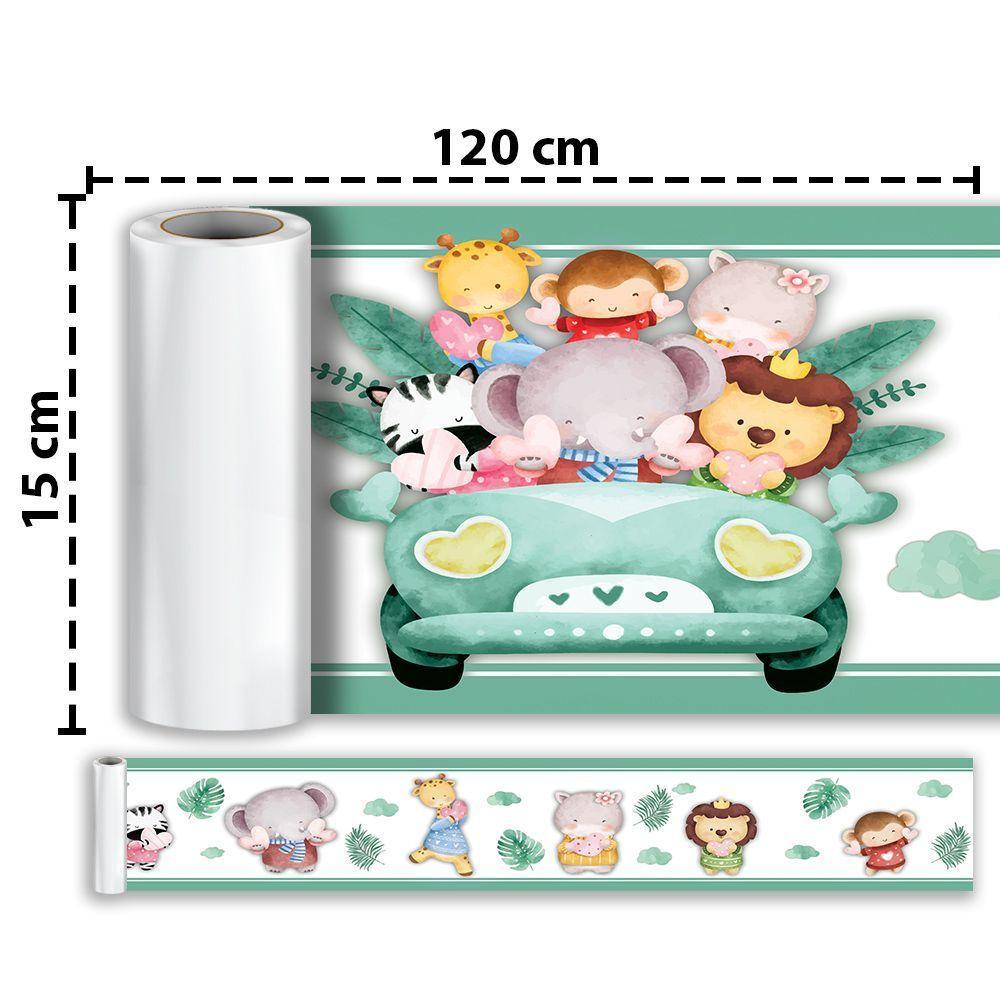 Kit 3 Faixas Decorativas Papel Parede Infantil Animais Carro - 6
