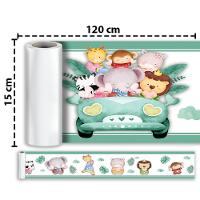 Kit 3 Faixas Decorativas Papel Parede Infantil Animais Carro - 6
