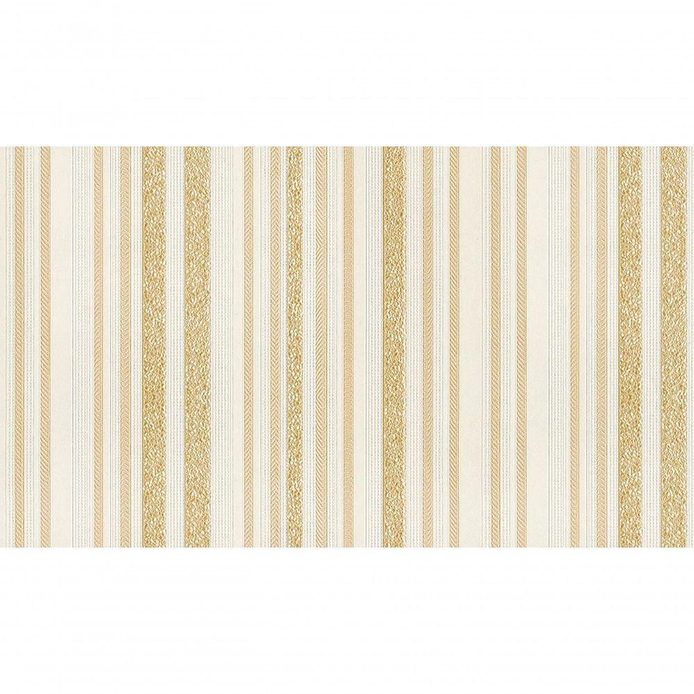 Papel De Parede- Listrado Com Leve Textura Bege Dourado. - 1