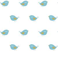 Papel De Parede Infantil Passarinhos Branco E Azul Ff4006 - 1