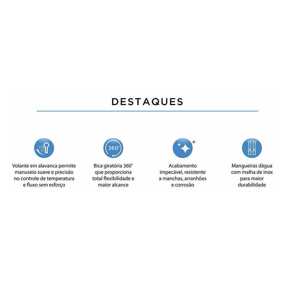 Torneira Misturador de Cozinha 2 Jatos com Cromado Inox - 6