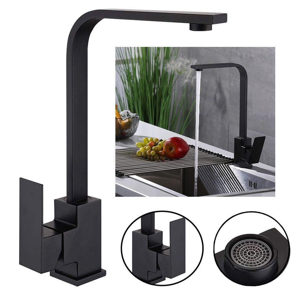 Torneira Preta Luxo Monocomando Bancada Mesa 360º Articulada - 1