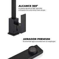 Torneira Preta Luxo Monocomando Bancada Mesa 360º Articulada - 6