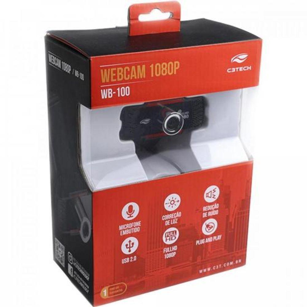 Webcam Full Hd 1080P Wb-100Bk Preto C3Tech - 2