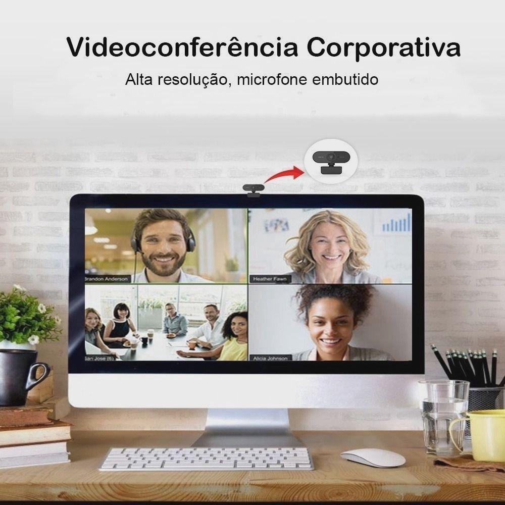 Webcam Para Computador Full Hd 360° Usb Com Microfone Profissional 1080p - 5