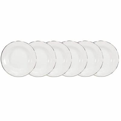 Conjunto de Pratos Fundos Pomerode Prata 6 Peças Porcelana Branco Schmidt