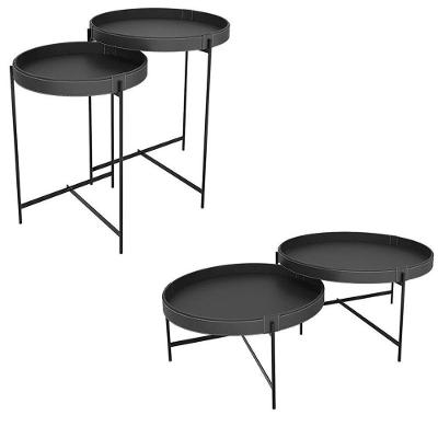 Conjunto Mesas Décor Centro 700 E 600 Laterais 560 E 470 Preto Preto