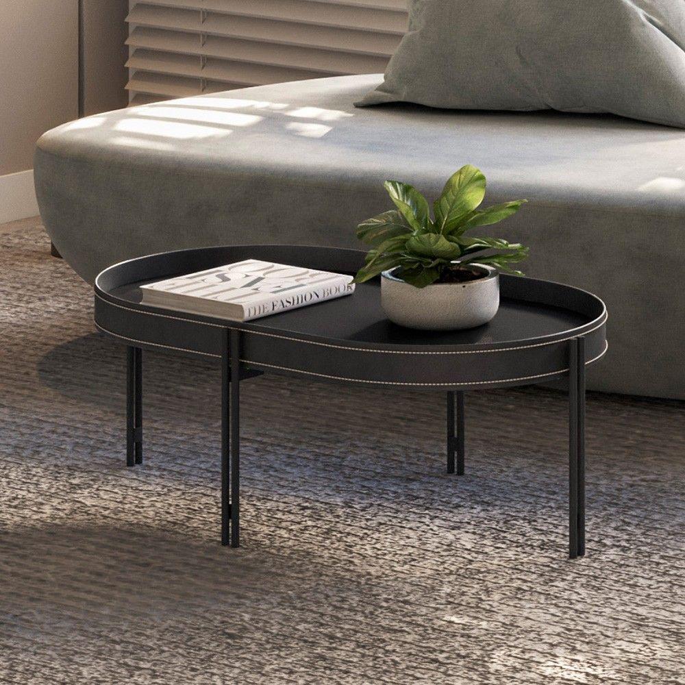 Mesa De Centro Para Sala Estilo Industrial Ville L06 Preto - Mpozenato - 2