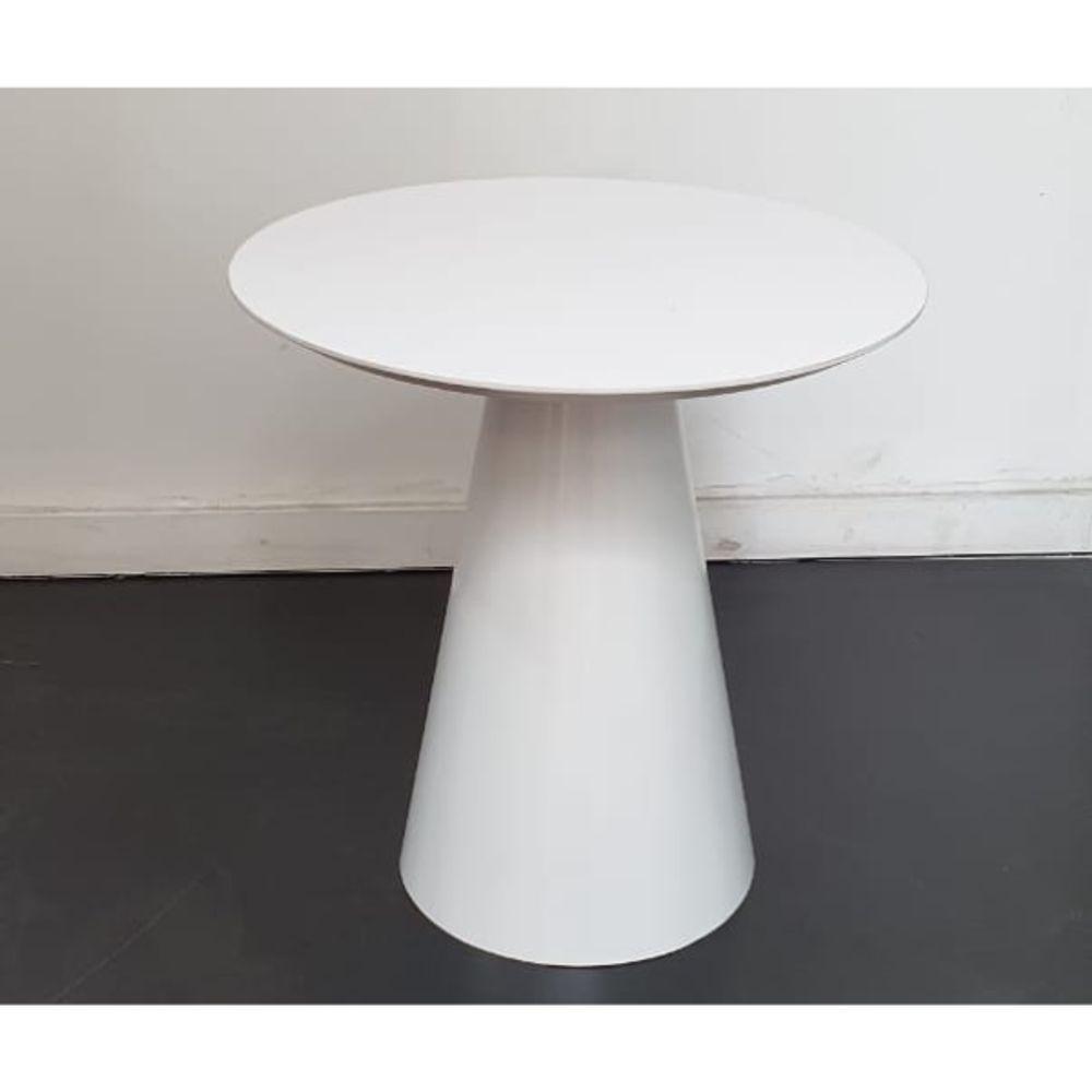 Mesa Lateral Cone Redonda 51 Cm Laqueada Branco - 2