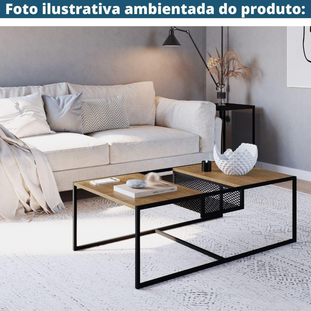 Mesa De Centro Industrial York Artesano Retangular 100 Cm (Largura) Em Mdp Hanover Aço Preto - 5