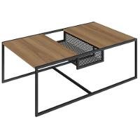 Mesa De Centro Industrial York Artesano Retangular 100 Cm (Largura) Em Mdp Hanover Aço Preto - 1