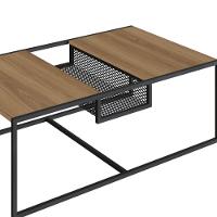 Mesa De Centro Industrial York Artesano Retangular 100 Cm (Largura) Em Mdp Hanover Aço Preto