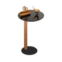 Mesa De Apoio Monopé Para Sofá Redonda Preta 35x70 Cm - 1