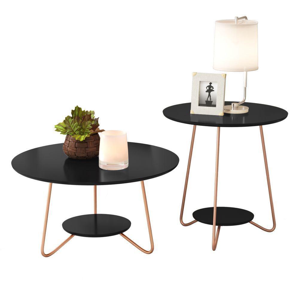 Jogo De Mesa Centro E Lateral Home Preto - 4