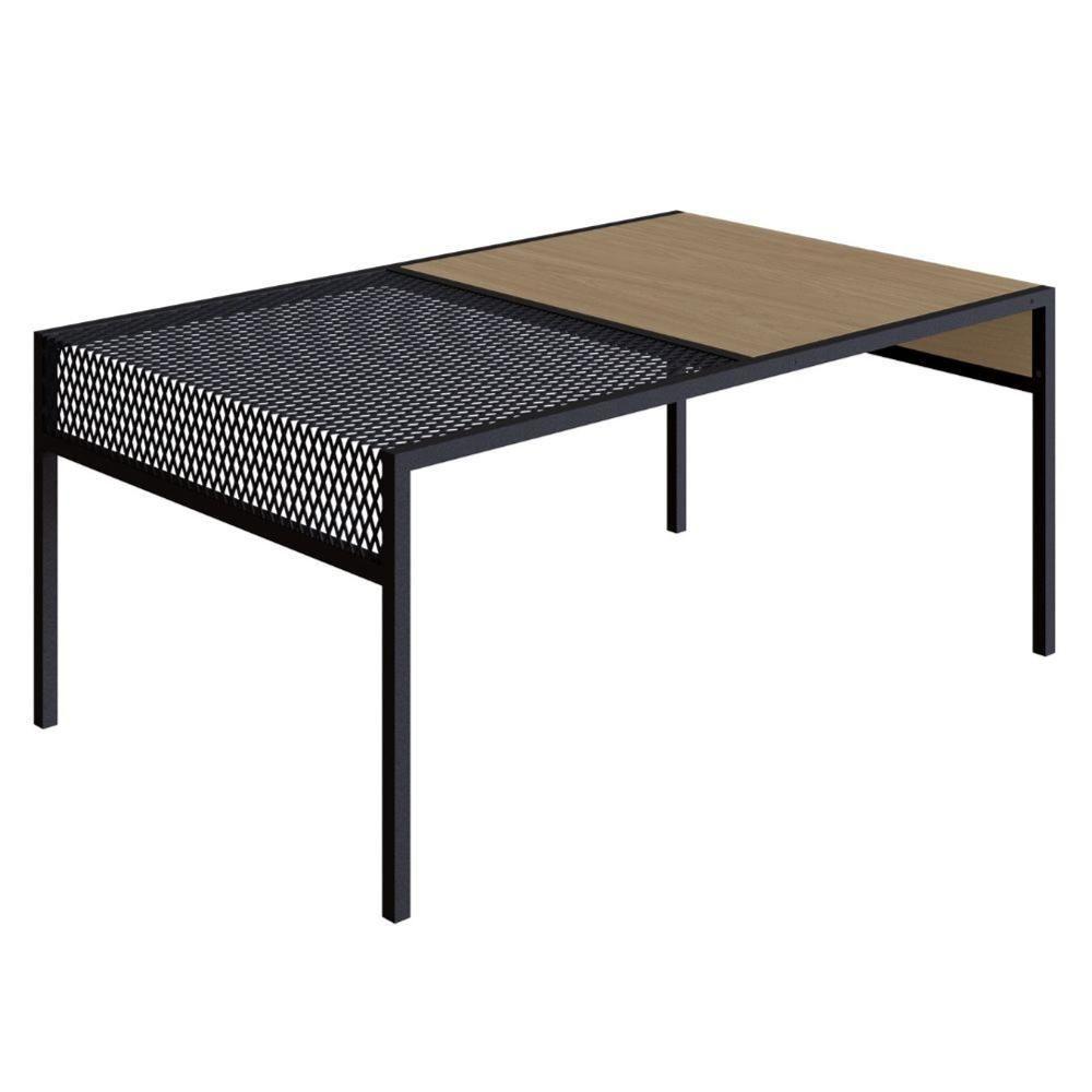 Mesa De Centro Industrial York Artesano Retangular 80 Cm (Largura) Em Mdp Hanover Aço Preto - 1