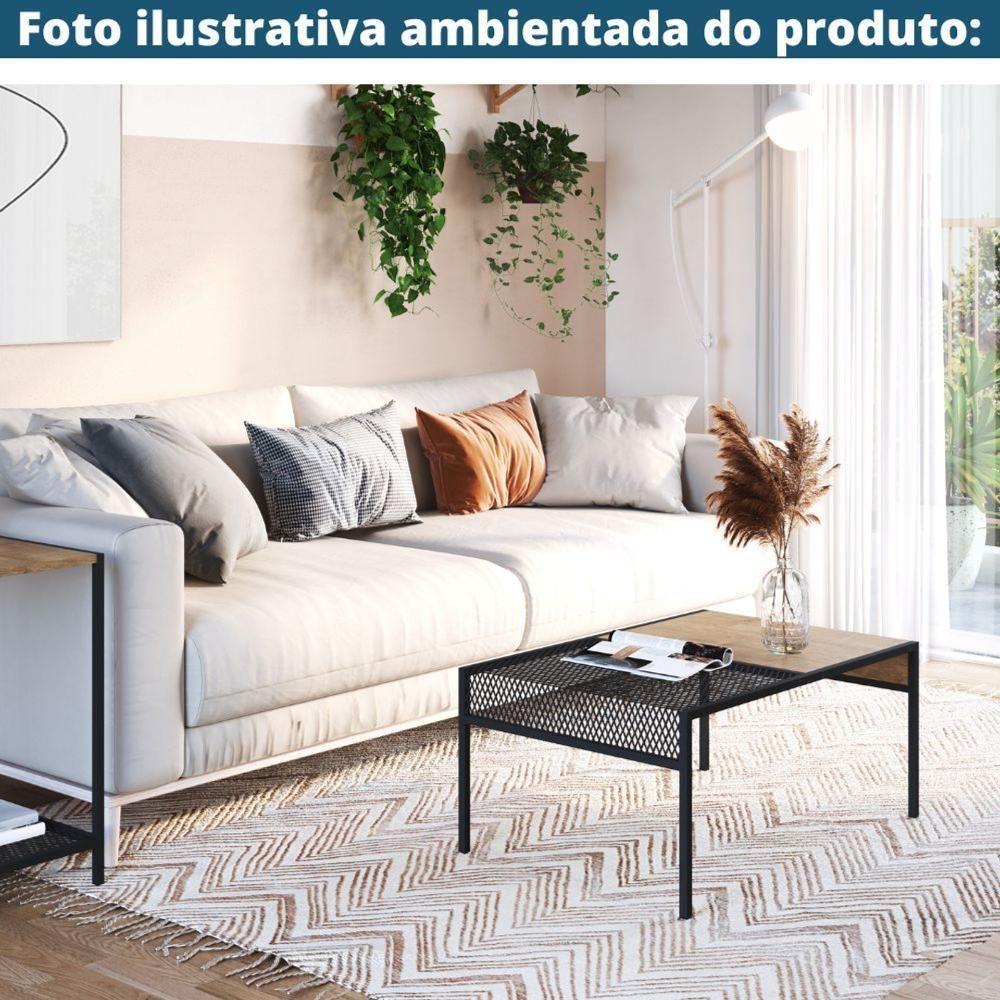 Mesa De Centro Industrial York Artesano Retangular 80 Cm (Largura) Em Mdp Hanover Aço Preto - 2