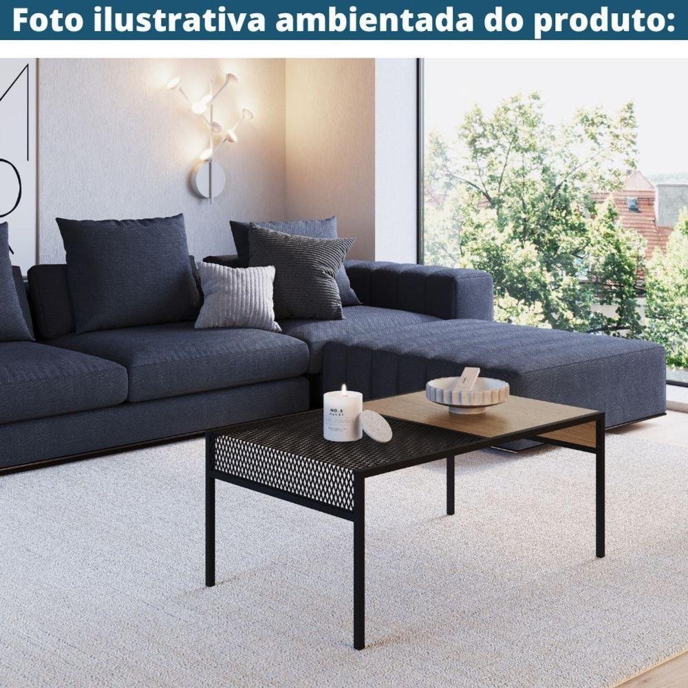 Mesa De Centro Industrial York Artesano Retangular 80 Cm (Largura) Em Mdp Hanover Aço Preto - 4