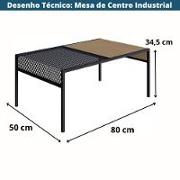 Mesa De Centro Industrial York Artesano Retangular 80 Cm (Largura) Em Mdp Hanover Aço Preto - 3
