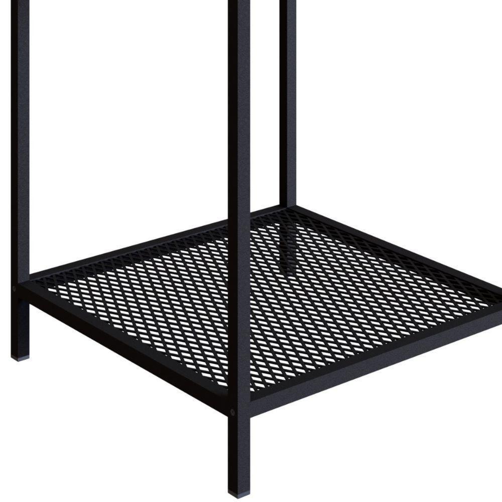 Mesa Lateral Industrial York Artesano Quadrada 40 Cm (Largura) Em Mdp Vermont Base Aço Preto - 3