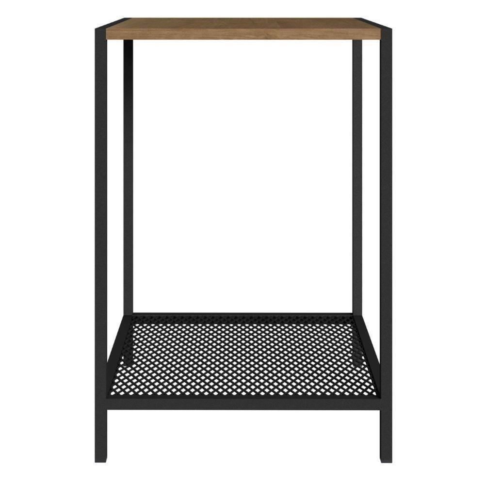Mesa Lateral Industrial York Artesano Quadrada 40 Cm (Largura) Em Mdp Vermont Base Aço Preto - 6