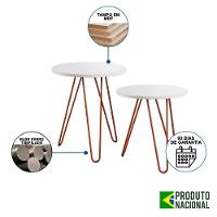 Mesa De Lateral Duo Lisboa Ferro Cobre Tampo Branco - Cor: Branco - 5