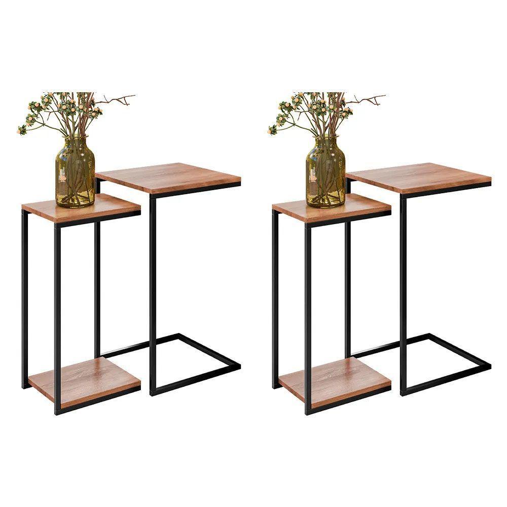 Kit 02 Mesas Lateral Industrial Aurora - Ssx Multicoisas - 1