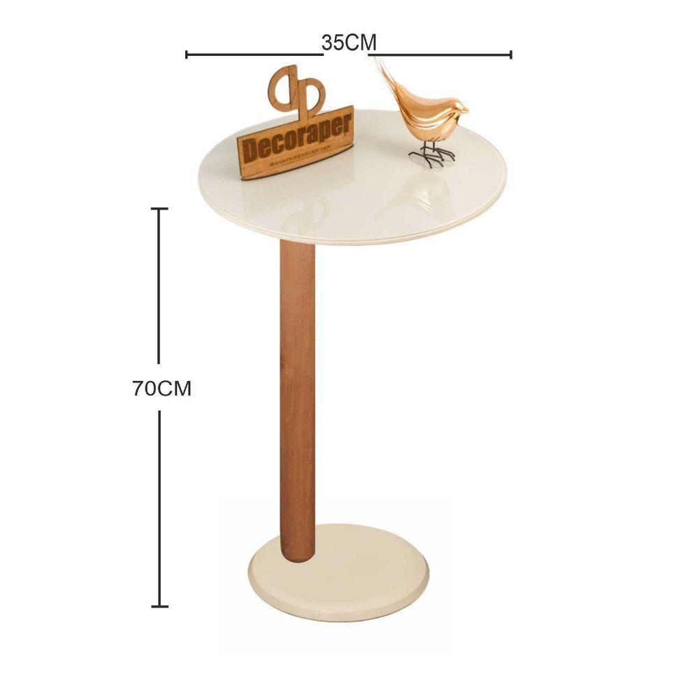 Mesa De Apoio Monopé Para Sofá Redonda Off White 35x70 Cm - 2