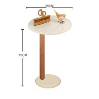 Mesa De Apoio Monopé Para Sofá Redonda Off White 35x70 Cm - 2