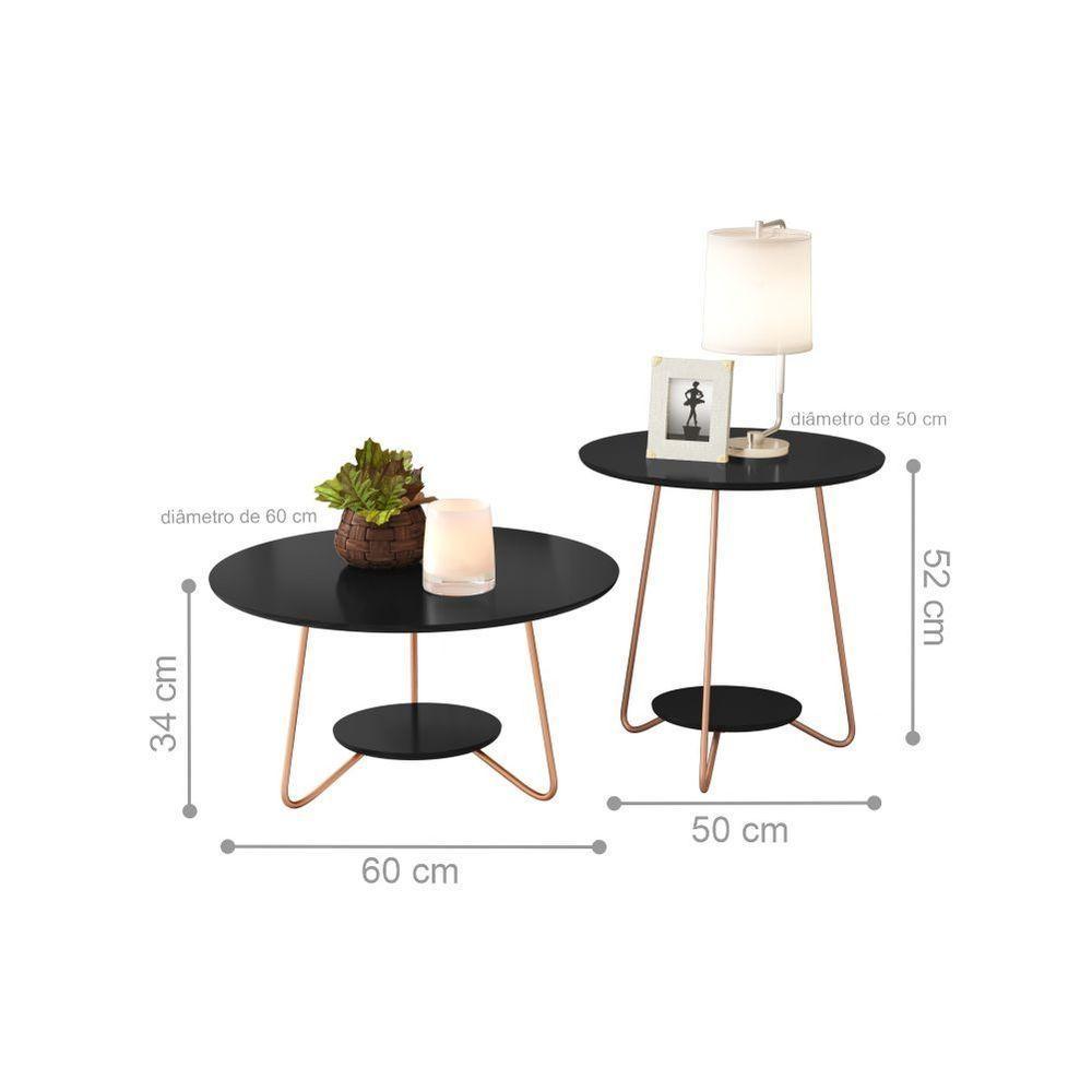 Conjunto De Mesa Centro E Lateral Back Preto - 5