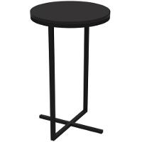 Mesa Lateral Redonda Volpi Artesano 30 Cm (largura) Em Mdp Estrutura Preta Metálica Em Aço Preto - 1