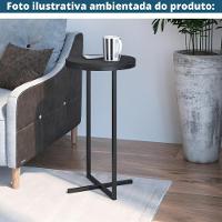 Mesa Lateral Redonda Volpi Artesano 30 Cm (largura) Em Mdp Estrutura Preta Metálica Em Aço Preto - 3