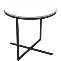 Mesa Lateral Redonda Volpi Artesano 50 Cm (largura) Em Mdp Estrutura Preta Metálica Em Aço Branco - 1