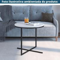 Mesa Lateral Redonda Volpi Artesano 50 Cm (largura) Em Mdp Estrutura Preta Metálica Em Aço Branco - 5