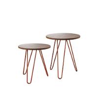 Mesa De Canto Duo Lisboa Ferro Cobre Tampo Amêndoa - 5